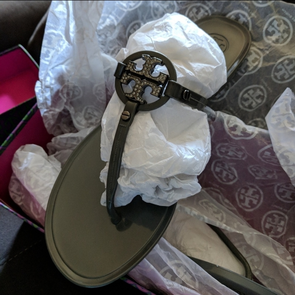 NIB Tory Burch Smoke Grey Jelly Sandals